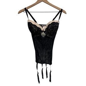 Victoria's Secret Bustier Womens 36D Black Lace Corset Garter Lingerie Top